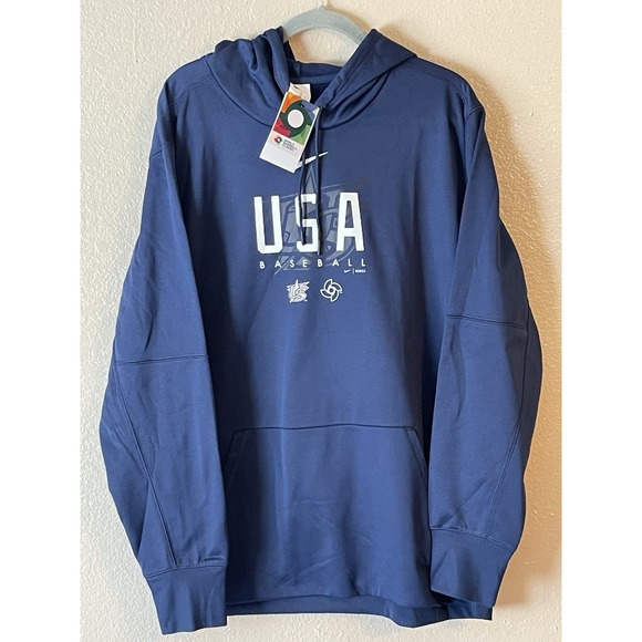 Men's 2XL NWT USA Baseball Nike 2023 World Baseball Classic Therma Hoodie Navy - Picture 1 of 6